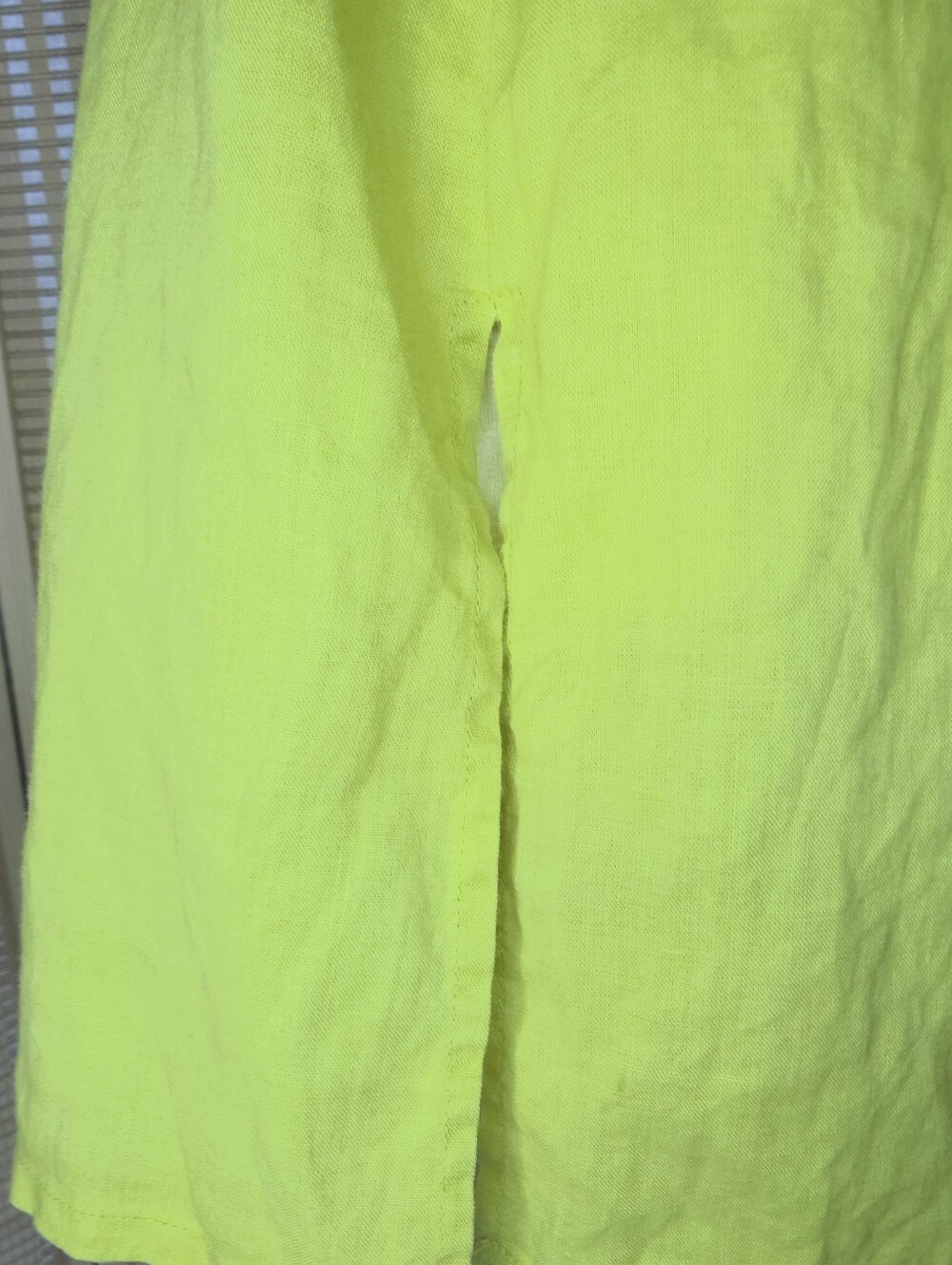 Chartreuse Green Button-down Tie-waist tunic style shirt / shirtdress size S/M - Picture 7 of 9